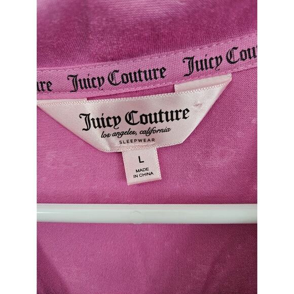 Juicy Couture Women’s Pink Jeweled Button Up Soft Short Sleeve Pajama Top Sz L - Picture 4 of 4